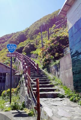 階段国道上り始め    満点の龍飛崎③ー２ (みちのく3大半島秘境巡りツアー)  ２日目     2022年9月9日