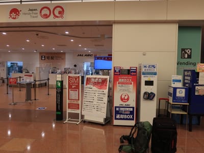 羽田空港で預け荷物を受け取り、出口を出て西端まで行きレンタルWi-fiを返却ポストへ　海外の時は必需品、自分のスマホが何処でも繋がります。（ど田舎は繋がらない）