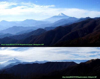 富士山を眺める（ﾊﾟﾉﾗﾏ）