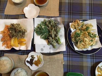 山荘で食する天ぷら