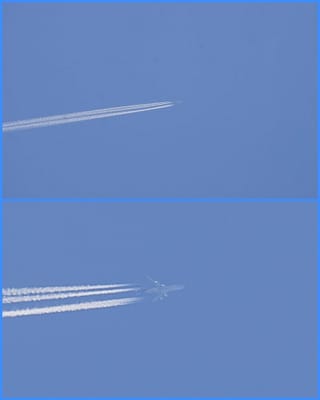 ４基エンジン旅客機の飛行機雲😙