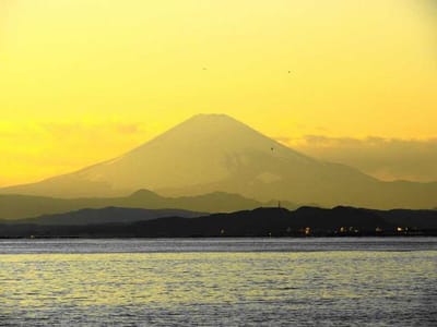 弁天橋から見た富士山（夕方）