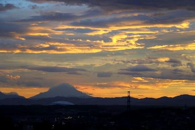 日没後の富士山・・・！
